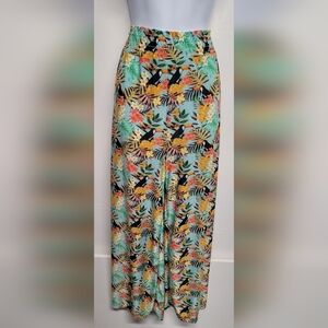 Blue Star M / L Slinky Stretch Wide Leg Pants Smocked Elastic Waist Like New